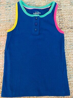 Mini Boden Ribbed Blue, Pink, Green & Yellow Tank Top Kids Girls 5-6 yrs EUC
